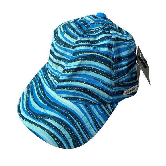 Laurel Burch Hat Cap Blue Strapback Adjustable Art Printed Vented Run Jog Casual - Picture 1 of 8